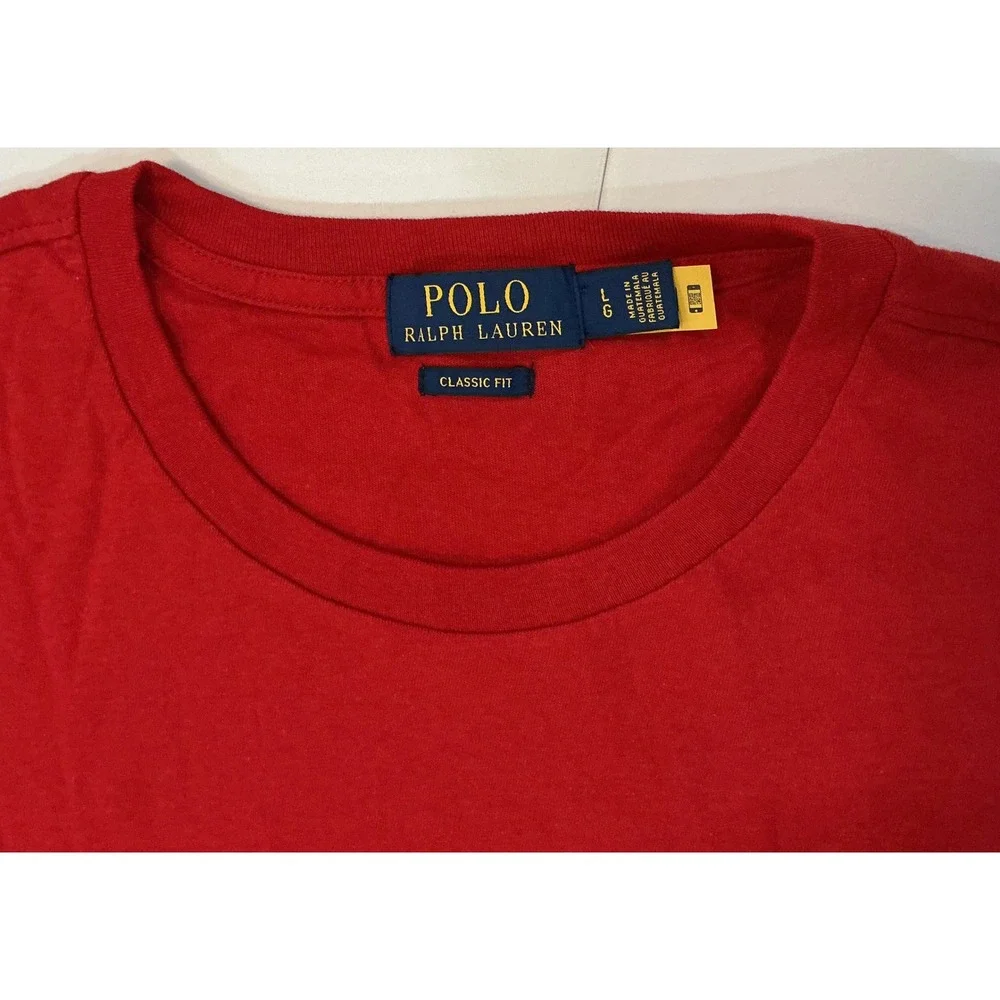 Polo Ralph Lauren Red Polo Bear Classic Fit Winter Holiday Preppy T Shirt Mens L